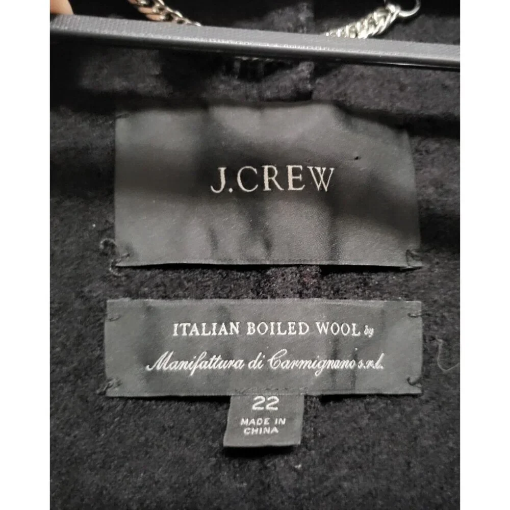 J. Crew Daphne Topcoat Italian Boiled Wool Black Coat